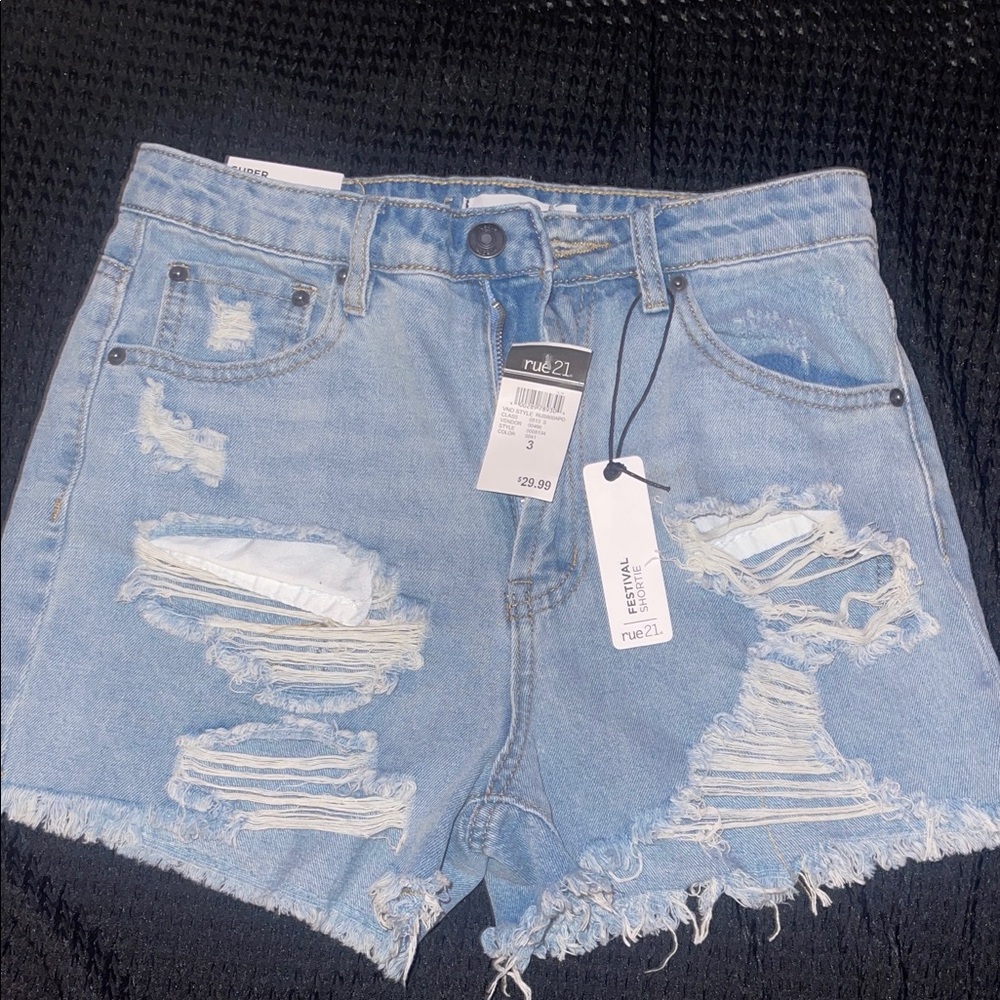 Rue21 Ripped Light Blue Jean Shorts